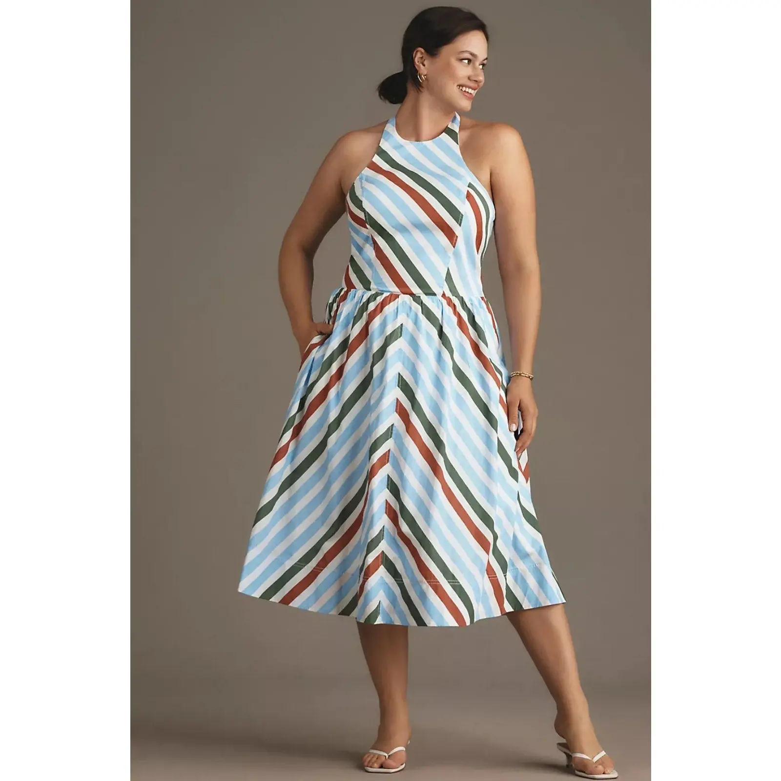 Anthropologie Maeve Halter Midi Sundress XXS Neutral Striped Motif - TikTok Shop Anthropologie Maeve Halter Midi Sundress XXS Neutral Striped Motif - TikTok Shop