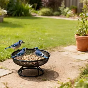[AURA & LSlE] 2026 new model underground metal mesh bird feeder, with a platform tray, can be used as a bird feeding station and is also suitable for squirrels. Designed specifically to attract wild birds and pigeons,