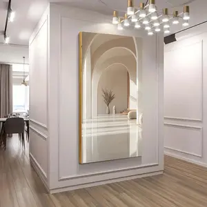 1pc Modern Minimalist Hallway Canvas Art - 23.62" x 47.24" Frameless Wall Decor with Elegant Arch Design, Soft Lighting & Decorative Vase | Perfect for Bedroom & Living Room, Neutral Tones, Abstract Style, Room Decor, 2D Flat, Perfect for Room Decor