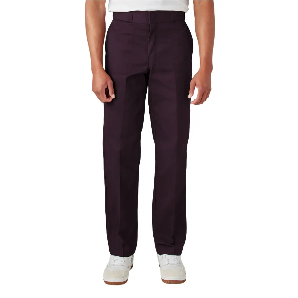 Dickies Men's Classic Original 874® Cotton Work Trousers - Maroon Plain, Casual Daily Antistain Men's Pants, All-Season Durable Twill, Loose-Fitting Relaxed Straight Ankle-Length, Reinforced Seams, Welt Pockets, Wide Tunnel Belt Loops, Casual Men's Pants