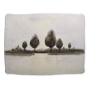 Begin Home Decor CBPM141824OHPW 14 x 18 in. Abstract Landscape Trees Blue Placemat - Braided Polyester Decor