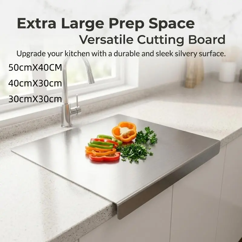 Stainless Steel Cutting Board, 3 Sizes (30x30/40x30/40x50 Cm), Durable Cutting Boards, Easy to Clean, Ideal for Rolling Dough, Meat Processing, Kitchen Use