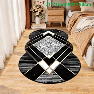 Premium Block Style 2D Flat Velvet Irregular Rug, Non-Slip Design, Suitable for Bedroom/living Room/bathroom