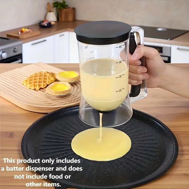 Pancake & Cupcake Batter Dispenser with Measurement Markers, Cookie Cream Doser, Baking Tools, Home Baking Supplies - Manual Pourer, No Electricity Needed, Consistent Portion for Cupcakes, Non-Stick Easy-Clean Surface, Space-Saving Design for Home, Baking