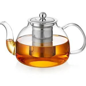 1000ML High Borosilicate Glass Teapot, Heat Resistant Loose Leaf Tea Brewer, Includes Filter, Ideal for Brewing Herbal & Tea