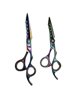 Stainless Steel Rainbow Cotted Barber, Saloon, Hair cutting Scissors, pair, size 7in, blade size 2.5in