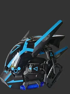 LED Light-Up Cyber Mecha Mask, Techwear Cosplay Helmet