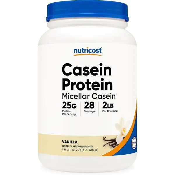 Nutricost Micellar Casein Protein Powder - 2lb Vanilla Muscle Recovery Supplement, Gluten Free, Non-GMO, GMP Certified, 28 Servings
