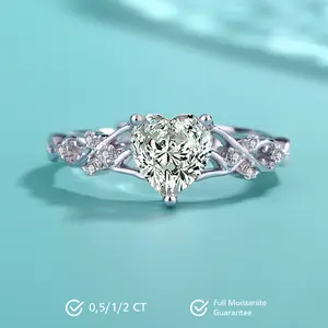 Sweet Heart Moissanite Ring S925 0.5/1.0/2.0 CT - Heart Cut - Lore Jewelry