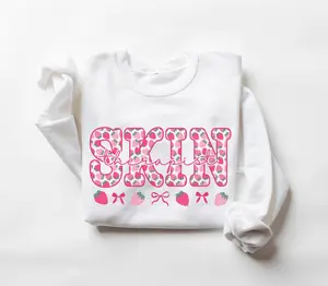 Skin Therapist Strawberry Sweatshirt • Esthetician Coquette Bow Work Sweater • Esthetician Shirt • Aesthetician Shirt • Esthetics Graduation Crewneck Womenswear