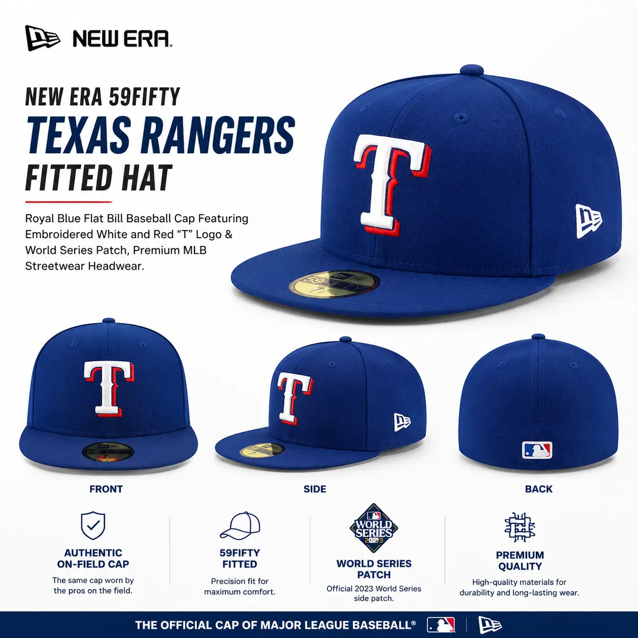 2026 New Era Texas Rangers 59FIFTY Fitted Baseball Cap – 2023 World Series Patch