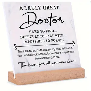 1pc, Thank You Doctor Plaque with Wooden Stand - Appreciation and Retirement Gift for Doctors - Perfect for Christmas and Birthdays Home Decor Products Home Decoration