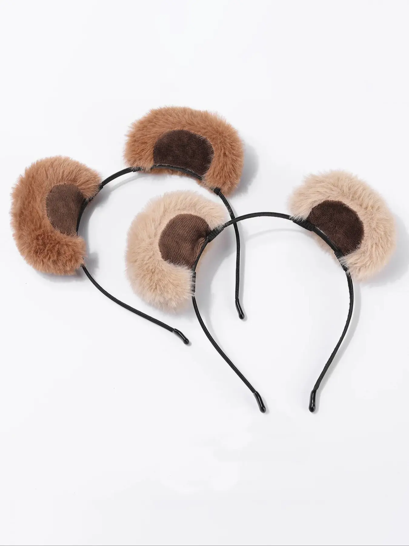 Cute Cartoon Plush Bear Ears Hairbands, 2pcs Autumn Winter Sweet Headband Set, Versatile Hair Accessory for Daily Use