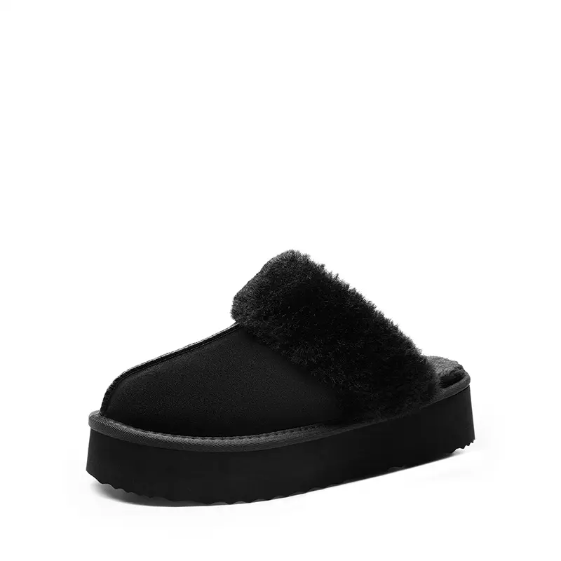 Dream Pairs FuzzyEasy Platform Slide Slippers – Faux-Fur Lining, Cloud-Cushion Footbed, Indoor/Outdoor, Shoe, Footwear, Soft Fluffy Footwear, Women, Fur Slides