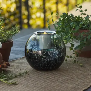 The Hand-Blown Glass Round - BLACK CONFETTI - Luminara Flameless Candle