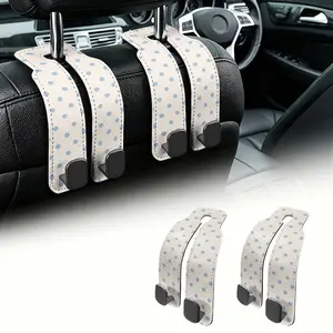 Blue Polka Dot Car Seat Headrest Hooks--2 Pack Bag Purse Holder for Car With Double Metal Hooks,Car Purse Hanger, Headrest Back Seat Handbags Hook Fashion Blue Polka Dot Hanging Accessories, Must-Have Cute Car Decor for Summer Vacations & Girls'Road Trips