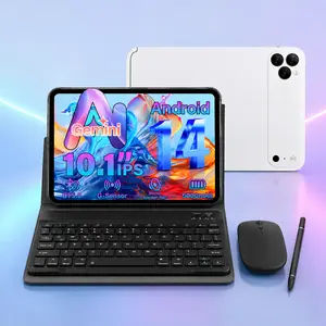 Back To School Android 10.1" Tablet Bundle, 8 + 256, Extended Storage Supported, w/ Keyboard Mouse Stylus for Notes, Classes, Streaming & Campus Life