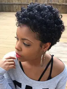 Short Glueless Human Hair Wigs Pixie Cut Curly Hair for Women Full Machine Made Curly Wig