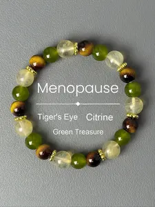 Menopause Balancing Beaded Bracelet, Healing Crystal Bracelet, 8mm Natural Tiger Eye, Handcrafted Crystal Beads, Stress Relief Jewelry for Women