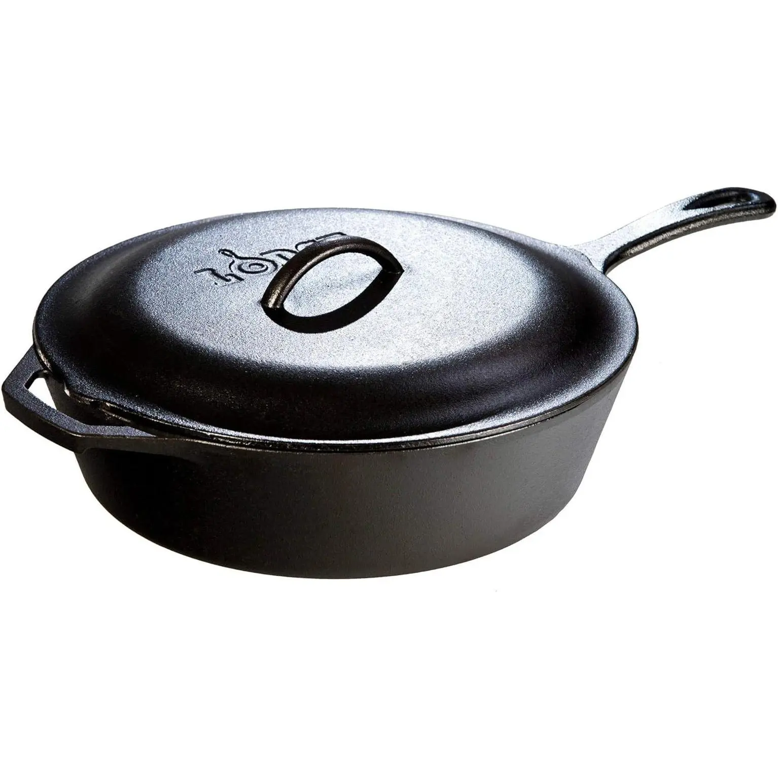 Cast Iron Covered Deep Skillet - Pre-Seasoned Deep Cast Iron Skillet with