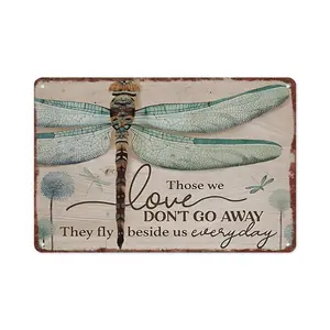Vintage Dragonfly Pattern Metal Wall Poster, 1 Count Retro Funny Hanging Aluminum Sign, Wall Decor for Home LivingRoom Bedroom Bar Yard, Vintage Metal Sign
