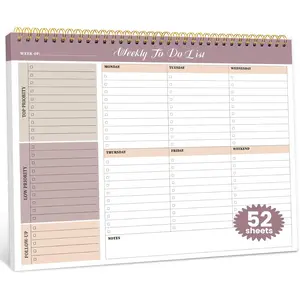 52 Undated Sheets Weekly To Do List Notepad (8.5"×11") - Undated Weekly Planner Notepad for Office Desk Accessories & Supplies, Midnight Lilac