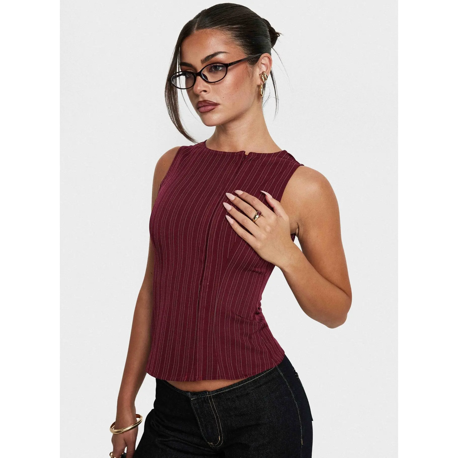 Running Wild Top Burgundy Stripe