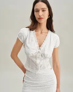 White Textured Cap Sleeve Blouse SpringStatements