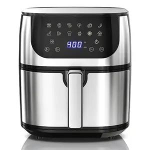 8.5Qt 12-in-1 Air Fryer Oven, 1800W Family Size Air Fryer with Rapid 400°F Crispy Technology, Roast Bake Dehydrate Reheat, Nonstick Easy-Clean Basket, Silver