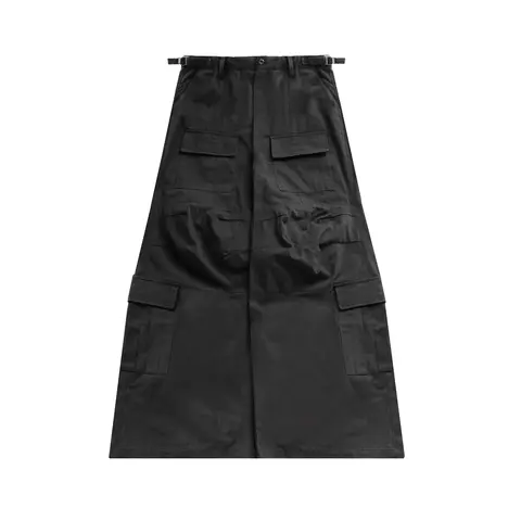 Black Flared Cargo Pants for Men, 100% Cotton Menswear Trousers with 8 Pockets and Gun Metal Waist Adjusters, Male Clothing, Baggy Cargo Style Men's Pants, Cargo Flare Men's Pants