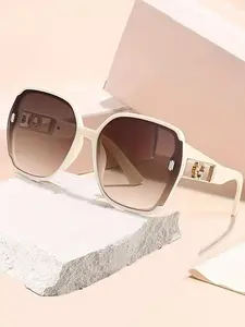 Women's Trendy Tinted Lens Oversized Sunglasses, Fashionable Frames Sunglasses, Vintage Casual Sunglasses for Everyday Use, Fashion Accessories for Outdoor Activities