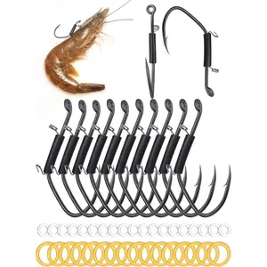 Live Shrimp Hooks, Saltwater Shrimp Walker Hook -  Carbon Steel Barbed Hooks for Catfish & Bass,  Adapt to Various Fishing