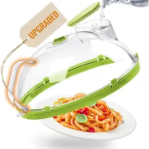 12 Inch Microwave Splatter Cover, Upgraded Microwave Cover for Food with Water Steamer, Integrated Handle, Splatter Guard, Cookware lid, House Warming Gifts New Home, Green