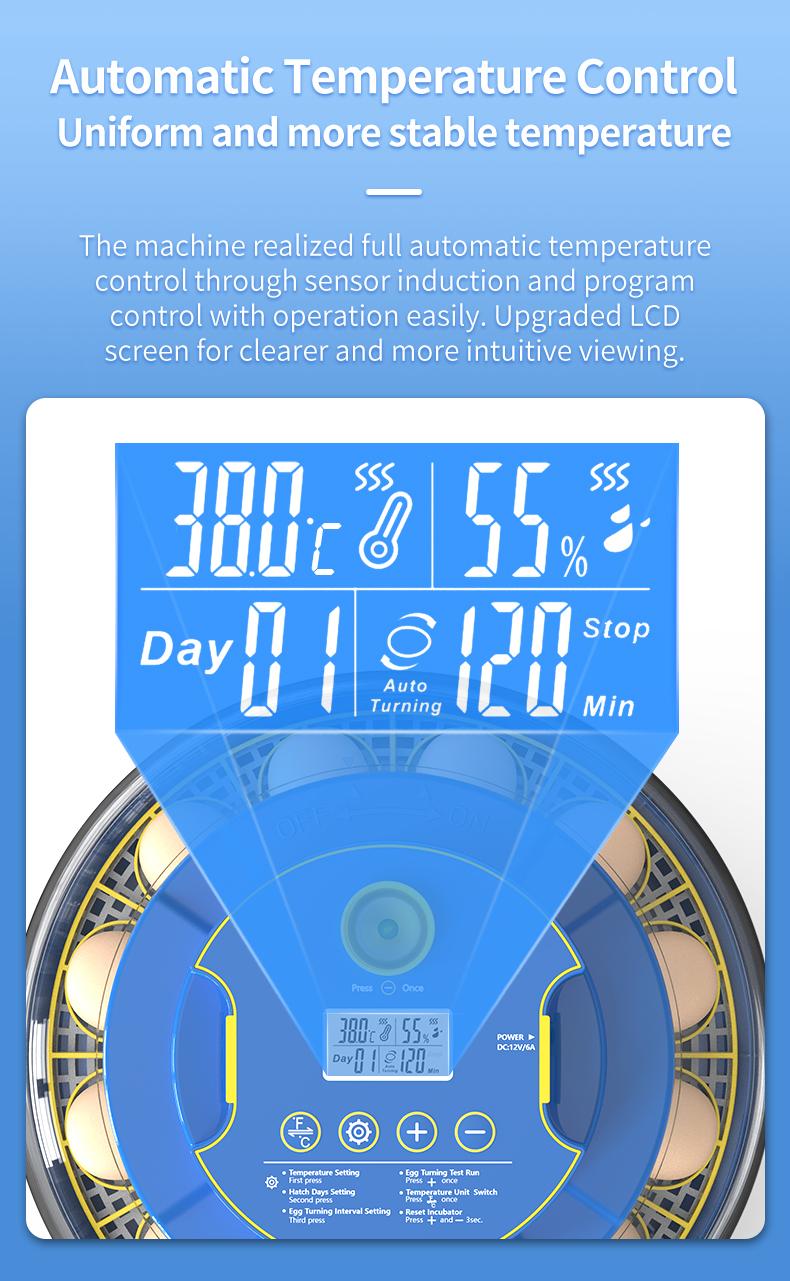 18 Egg Incubator for Hatching Eggs, Egg Incubators with Automatic Egg Turning, Temperature and Humidity Control, Egg Candler, Automatic Water Bottle Refill, Incubator for Chicken, Ducks, Goose