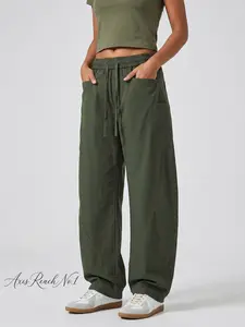 A1 Women's Y2K Baggy Parachute Pants High Waisted Drawstring Wide Barrel Leg Cargo Trousers Lightweight Casual Streetwear Lounge Dance Athletic