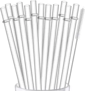 ALINK 12-Pack Reusable Plastic Clear Straws, 13 Inch Extra Long Tumbler Straws for Stanley Cups, 1 Gallon, 64 Oz 40 Oz 32 Oz Water Bottles, plus Cleaning Brush ALINK OFFICIAL