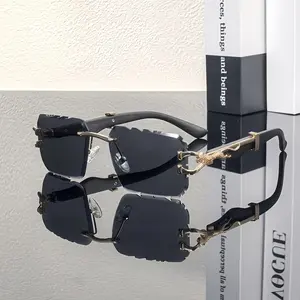 Men's Modern Rimless Glasses - Innovative Lens Design, Non-prescription decorative glasses suitable for parties, formal occasions, and casual wear - Includes cleaning cloth - Fashion accessory, lightweight construction, stylish design, a must-have for tre