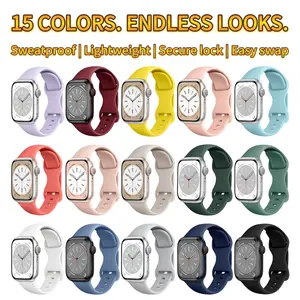 15-pack wristbands, each day featuring a different color.  suitable for Apple Watch 45mm and 41mm case butterfly clasp soft silicone bands, solid color for daily wear, comfortable fit, sports bands compatible with Apple Watch case sets Smartwatch Strap