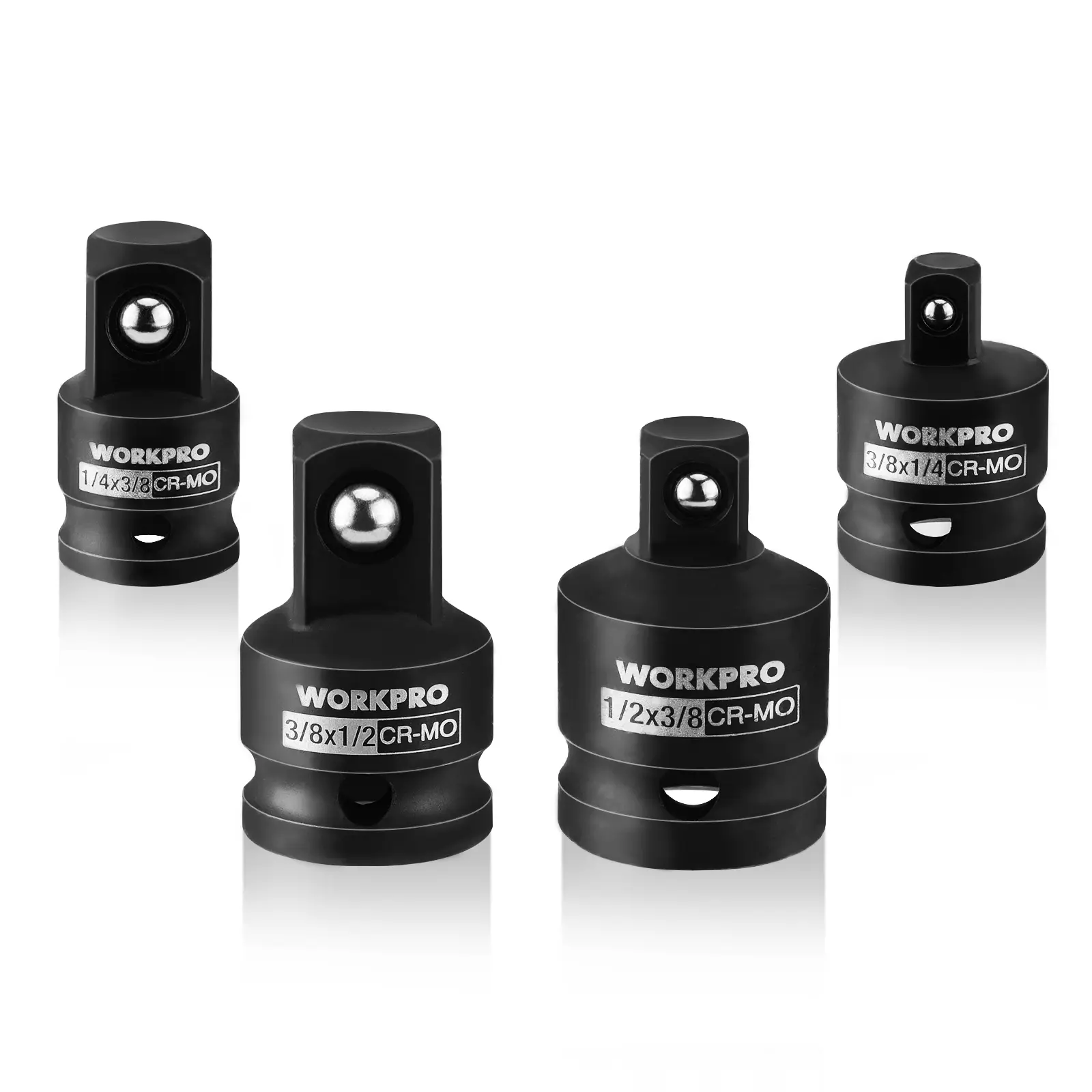 #fathersdaygift WORKPRO 4-Pack Impact Socket Adapter and Reducer Set, 1/4", 3/8", 1/2" Drive Socket Adapter Set, Impact Driver and Wrench Conversion Kit, Socket Reducer, Premium CR-MO Steel Made