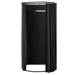 VEVOR Fitting Room, Portable Dressing Room with Thick Polyester Curtains, Privacy Space with Shading Curtain and a Hook, for Boutique, Mall, Tailor's Store Outdoor Activity 39x 37x 79 in (Black)