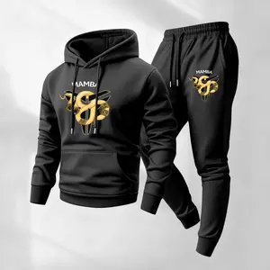 Men's  Snake Print Hooded Drawstring Sweatpants Set, Casual Two-Piece Set, Hoodie Paired with Sweatpants, Long-Sleeved Tracksuit for Autumn and Winter, Suitable for Indoor and Outdoor Activities, Men's Everyday Sportswear Set.