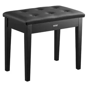 VEVOR Piano Bench, 22" x 13.78" x 19", Keyboard Piano Chair with High-Density Padded Cushion, Storage Compartment for Music Books, Wooden Piano Bookcase Stool Seat, for Vanity, Living Room, Bedroom