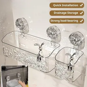 **Light Luxury Glacier-Pattern Suction Cup Shelf – Quick Installation, Drainage Design, Strong & Waterproof for Bathroom Organization**