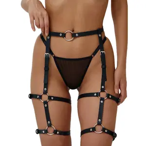 【Flash Sale】Warandod Goth Leather Waist  Body Harness, Punk Music Festival Leg Garter Straps, Cosplay Costume Fashion Accessory, Y2K Grunge Adjust Chain  for Women belts