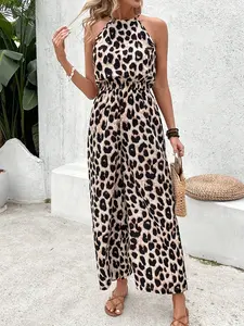 Leopard Sleeveless Wide Leg Jumpsuit