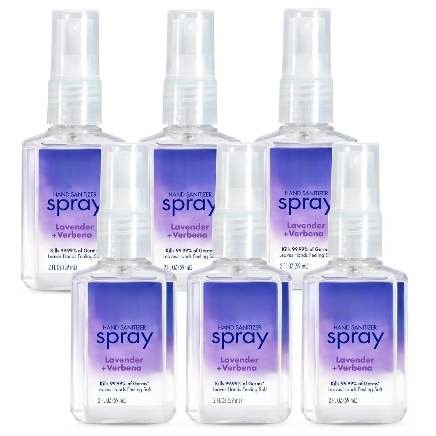 Hand Sanitizer Spray, Infused with Essential Oils, Lavender and Verbena Scent, 2 fl oz Travel-Size Bottle (Pack of 6) – 2024-04-EC
