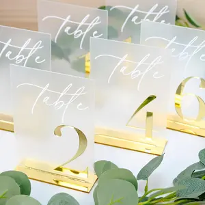 Acrylic Wedding Table Numbers 1-20 with Stand, 5x7 Inch Frosted Acrylic, 3D Mirror Finish, Ideal for Weddings, Anniversaries, Events
