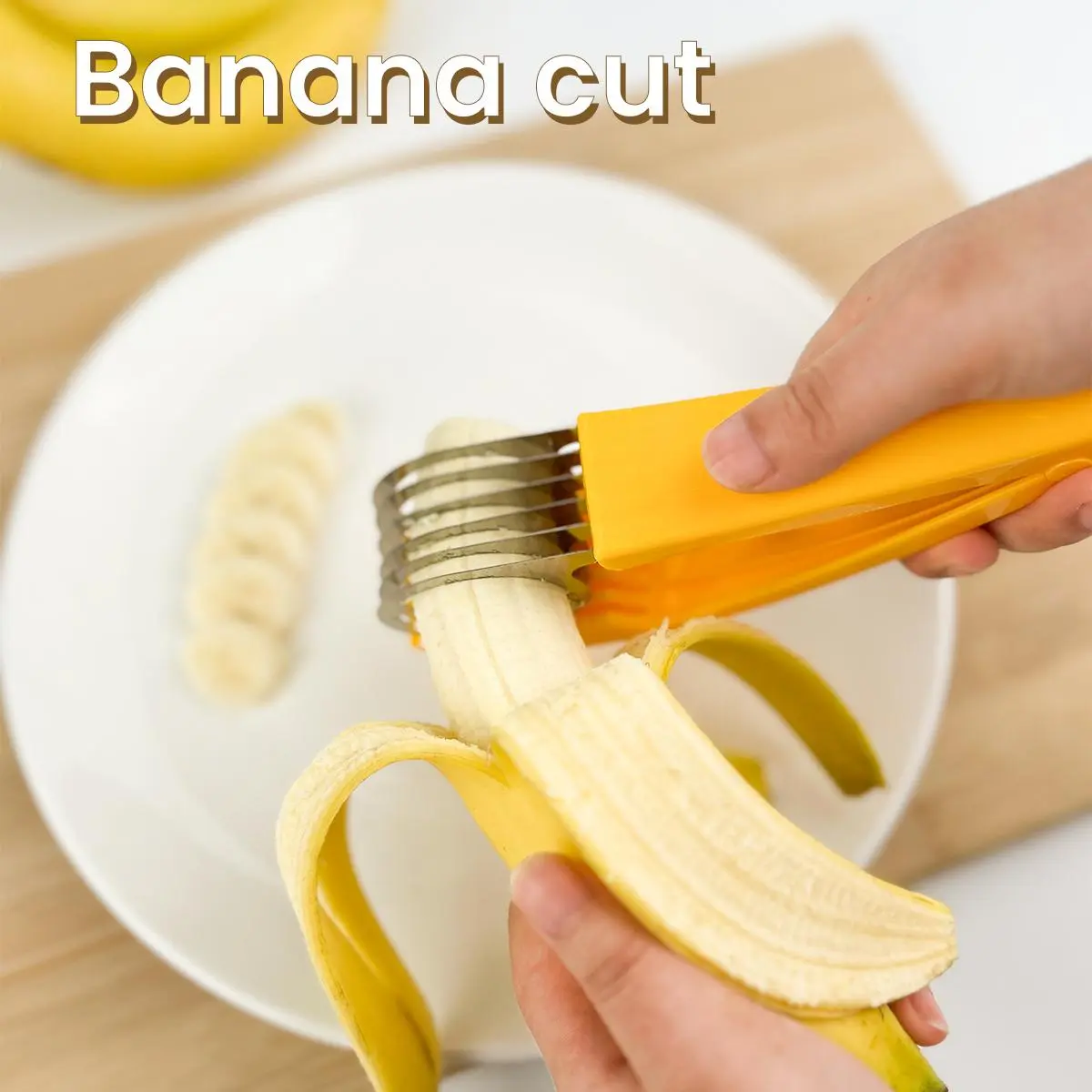 PP Banana Slicer (1-2pcs) - Handheld, Non-Toxic Durable Kitchen Utensil, Compact Stainless Steel Component Fruit Vegetable Cutter, Kids-Friendly Camping Essential, Christmas Gift Idea (bananaslicer, vegetable fruit utensils), Handheld Slicer