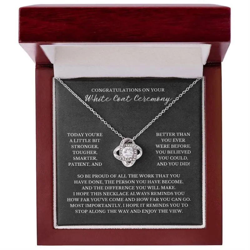 White Coat Ceremony Gift, Necklace Gift for Her with Congratulations Card, Jewelry for Medical Student, Nurse, PA, Pharmacy, Vet School Grad
