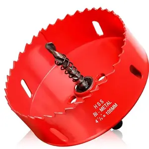 Hole Saw 4 1/8” (105mm) for Wood and Plastic, HSS Bi-Metal Hole Cutter Core Drill Bit for Drywall, PVC Boards, Fiberglass and Vent Pipes for Wood, Drywall, Plastic Plate, Ceiling, Plastboard